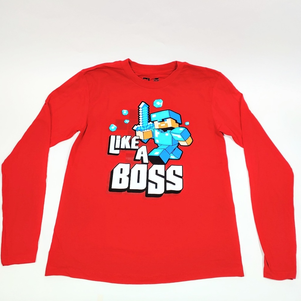NWOT Minecraft Like A Boss Kids Long Sleeve Tee